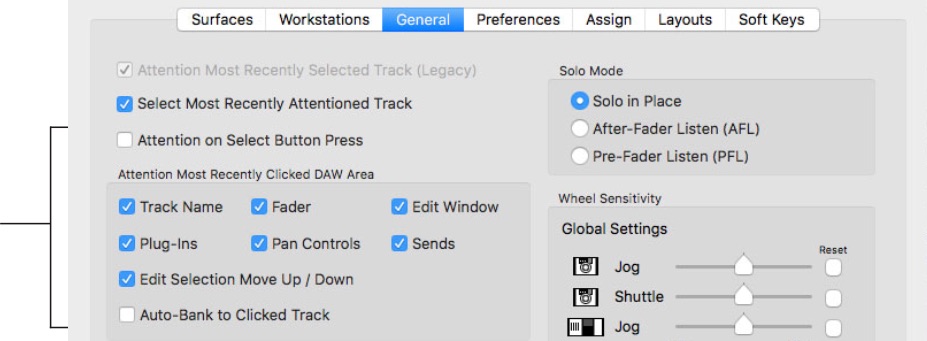 Pro Tools EuControl Attention Most Recently Clicked DAW Area