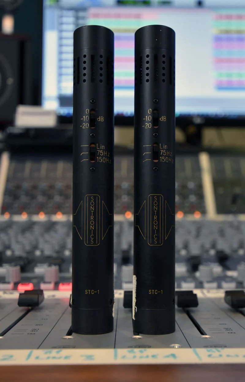 My pair of Sontronics STC-1 small diaphragm condenser microphones with the cardioid capsules.