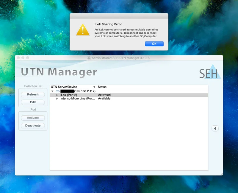 iLok Sharing Error.