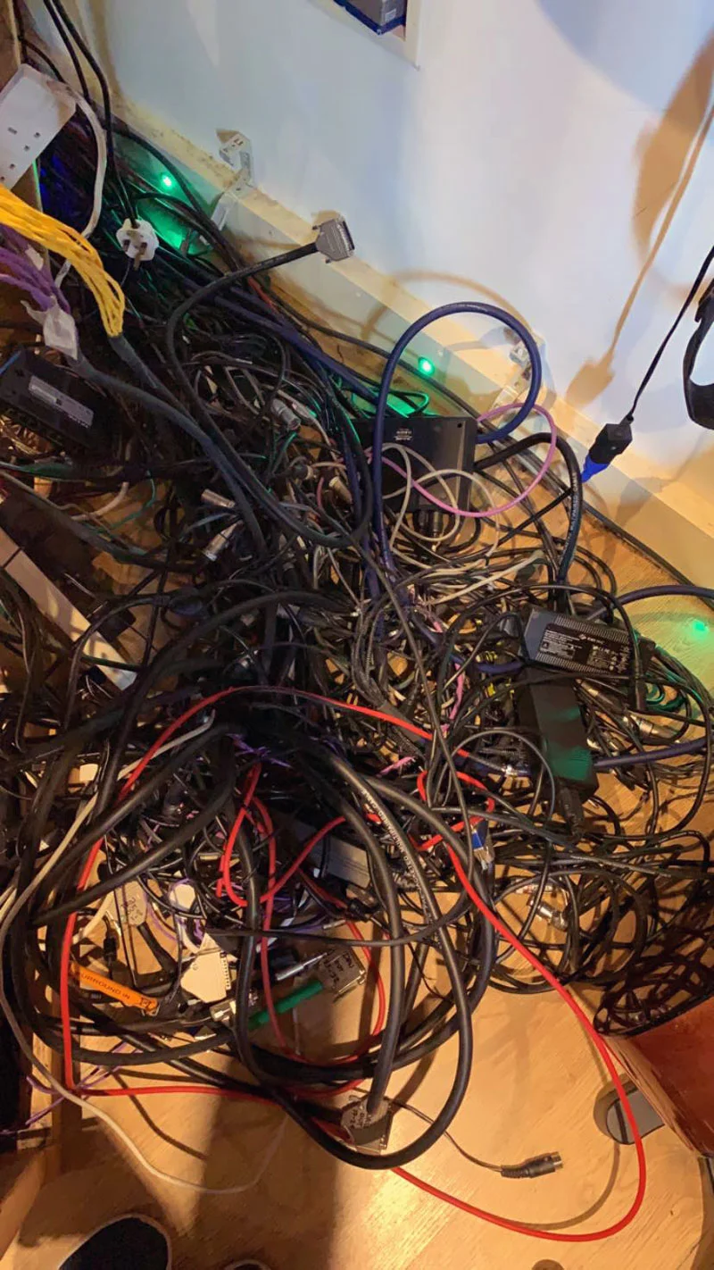 This is the mess behind the studio racks. Not a pretty site.