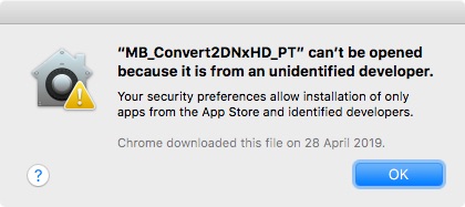 MB Avid DNxHD Applet security warning