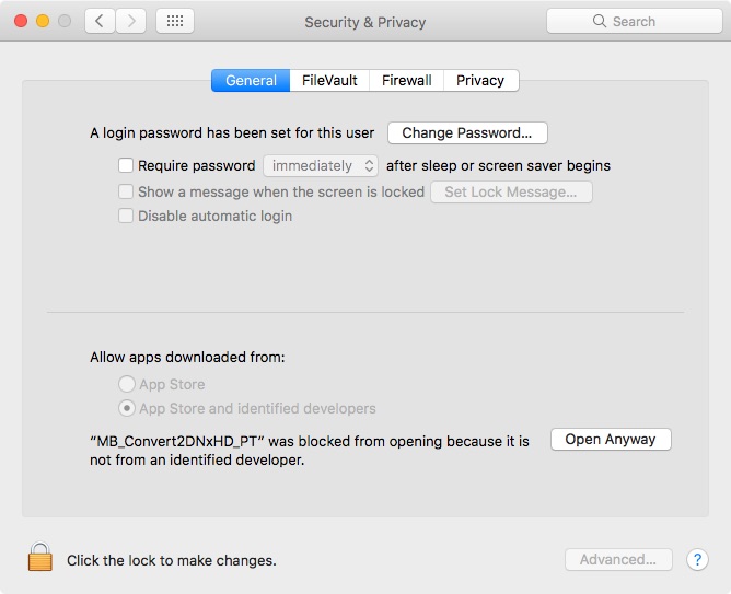macOS Security and Privacy Pane