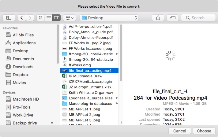 Select your source Video file