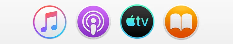 Music, Podcasts, TV and Books icons courtesy of 9to5Mac