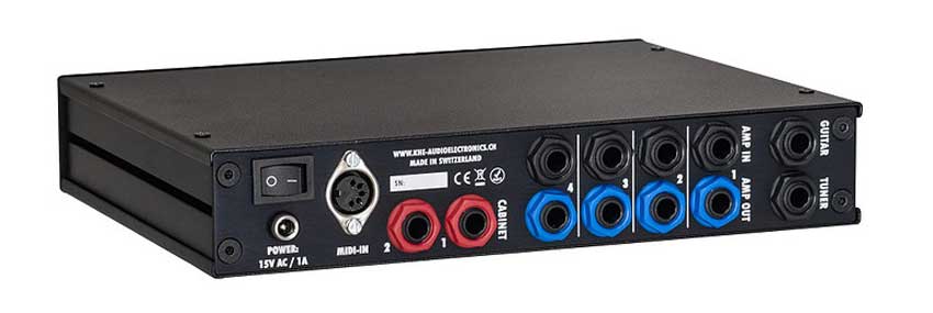 The rear panel of the KHE Audio Electronics 4x2 Amp/Speaker switcher.