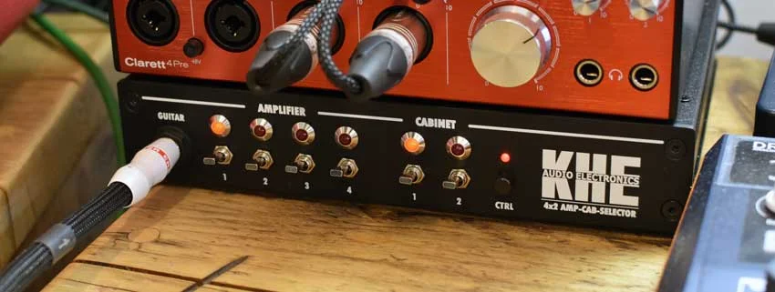 KHE Audio Electronics 4x2 Amp/Speaker switcher installed in James’ studio.