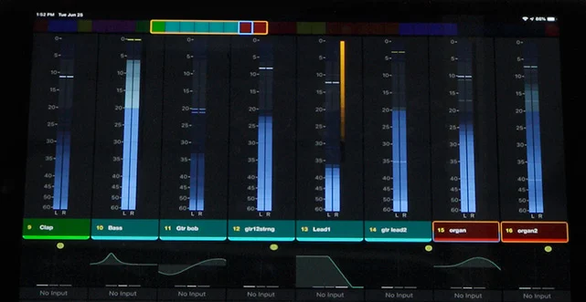 Close up of Avid Control App on iPads on an Avid S1