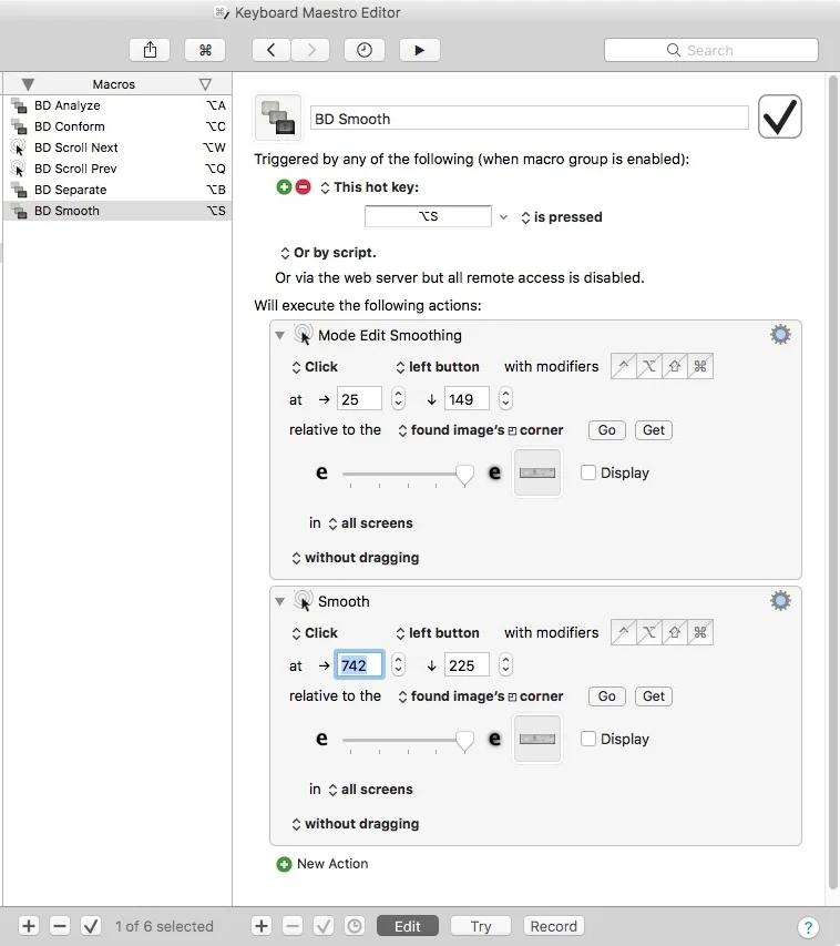 Custom macro #5: Shortcut Option + S (“Smooth”) For Smoothing The Edits