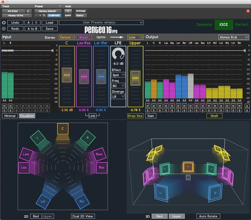 Penteo 16 Pro upmix plugin to Dolby Atmos 9.1.6