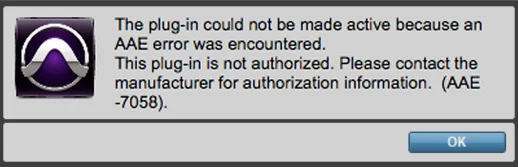 AAE Error -7058