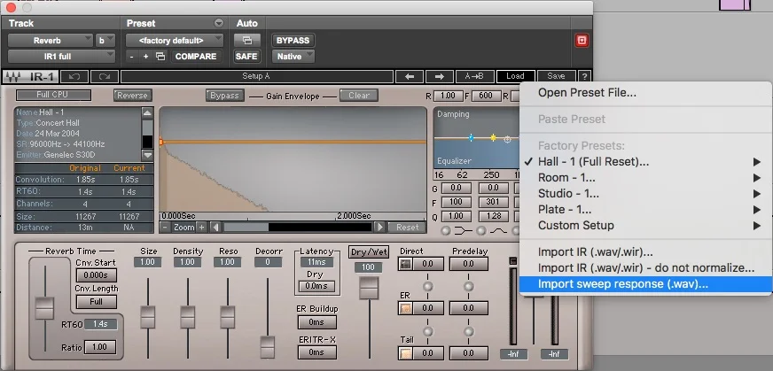Import IR into Waves IR-1