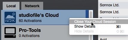 Closing your iLok Cloud Session