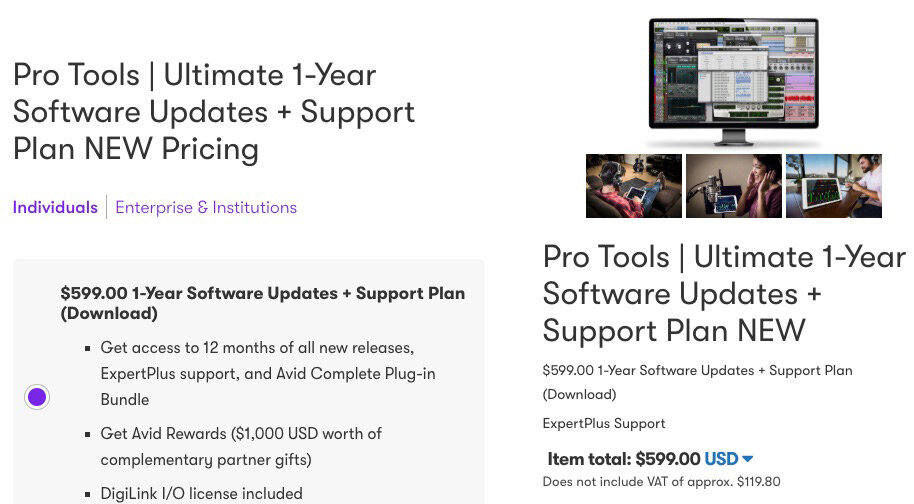 Avid Pro Tools Perpetual License New 1-Year Software Download with Updates + Support for A Year