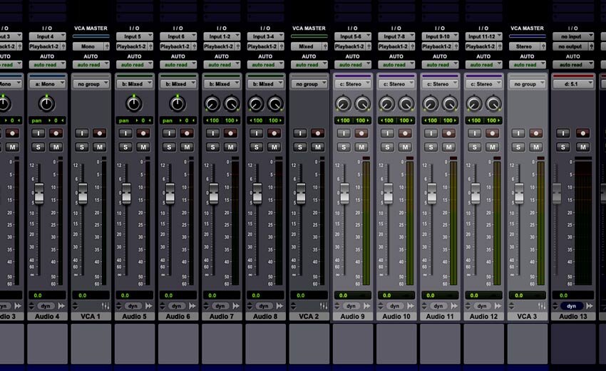  All stereo tracks = stereo VCA meter 