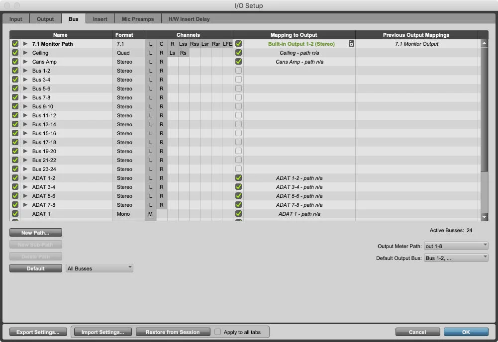 Output Mapping In The Pro Tools I/O Setup Window Pro Tools The