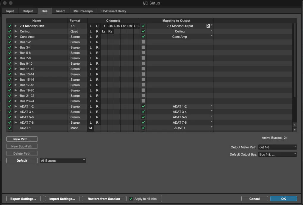 Output Mapping In The Pro Tools I/O Setup Window Pro Tools The