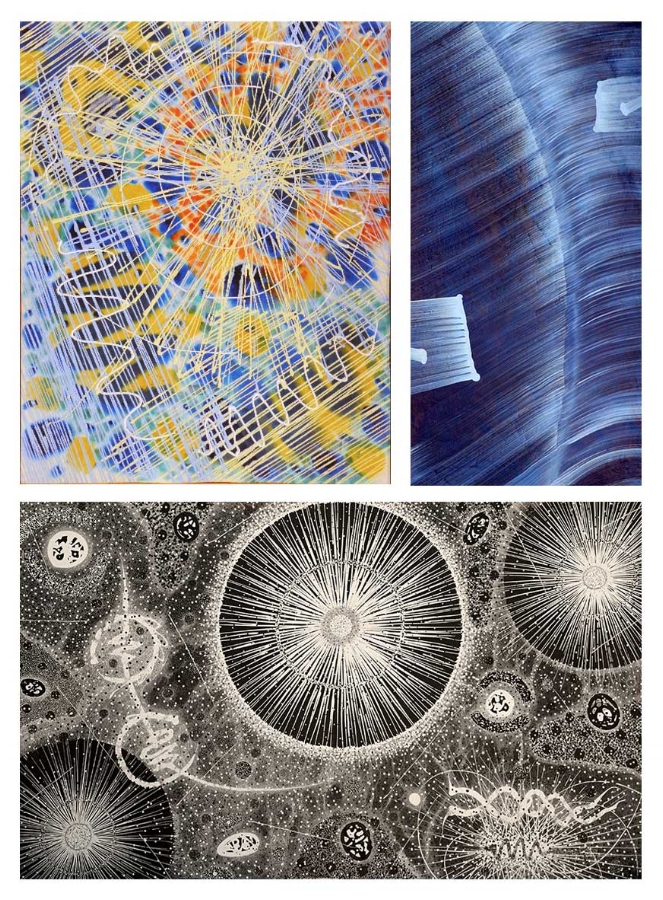 The images above are all pieces of my father’s art and they represent the 1960’s, when I was born, 1970’s, when my sister was born and 2011, the year in which my father passed away