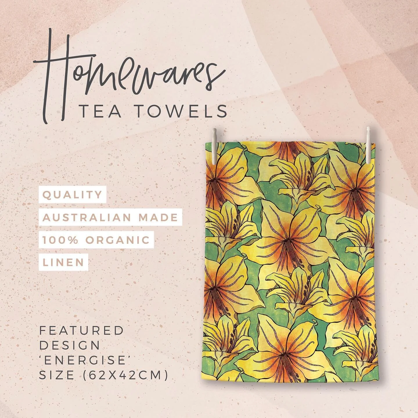 🌼 Tea Towels 🌼 

Australian made approved. High quality, Australian made linen fabric and hand sewn by a local seamstress. Each of our homewares items are supporting local makers in every step of the process 🤘🏻

If you&rsquo;re looking for a cust