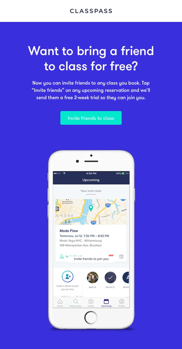 email sent to all members to teach them about a new product feature