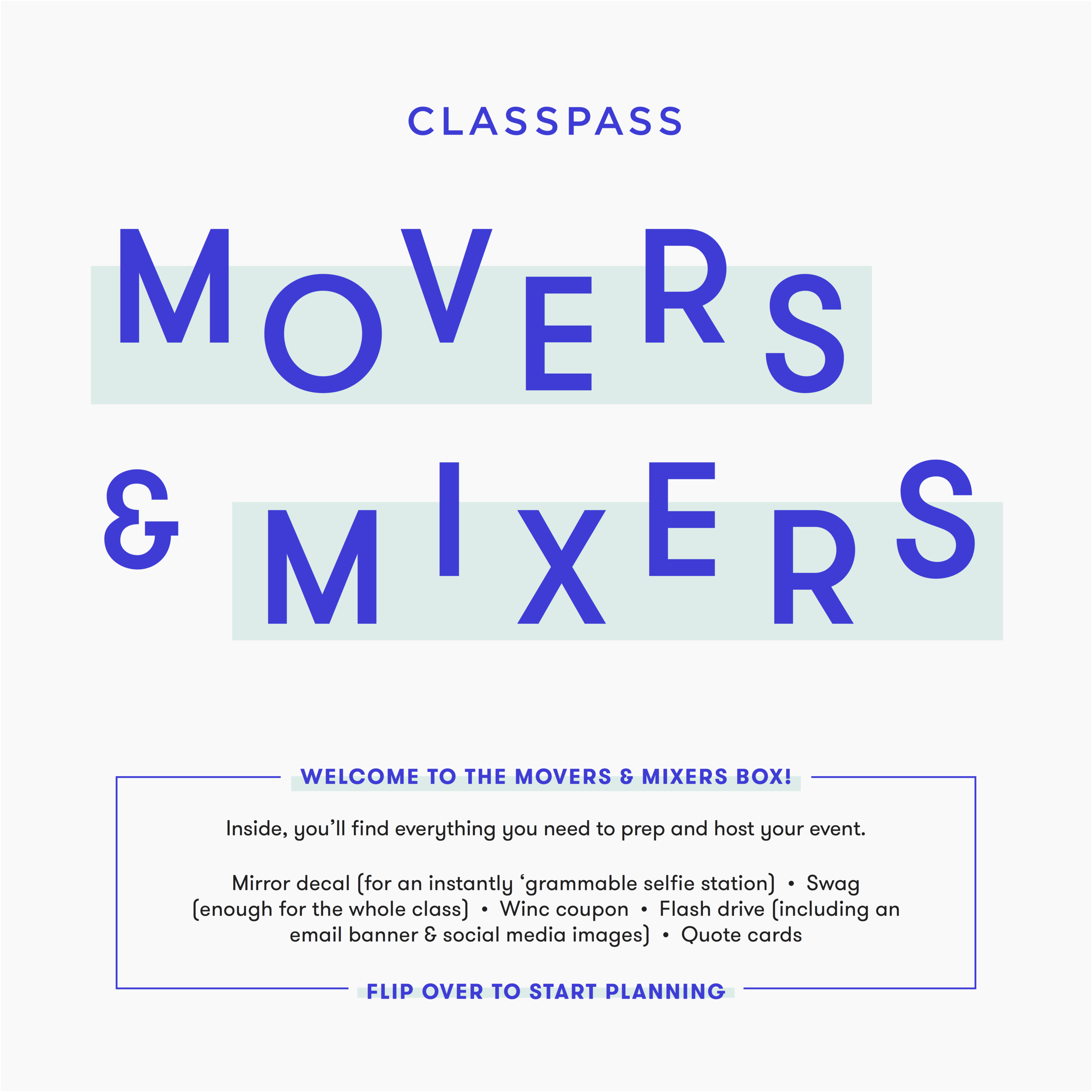 instructional card for an 'event-in-a-box' sent to studios. 