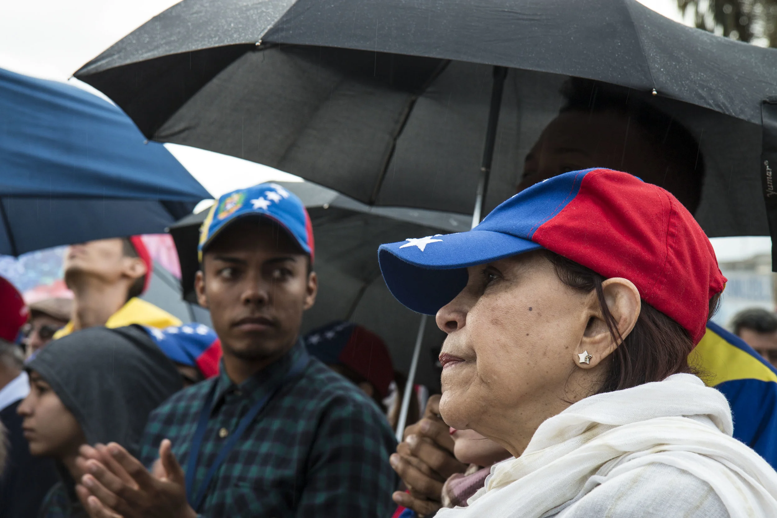 Jul. 29, 2017 - Bogotá, Colombia - Venezuelans in Bogotá protested against their country's vote for a constituent assembly. (Photo: Nicole Rothwell)