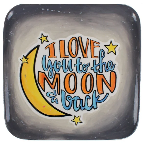 Paint Your Own I Love You To The Moon And Back Coloring Book Plate The Pottery Piazza