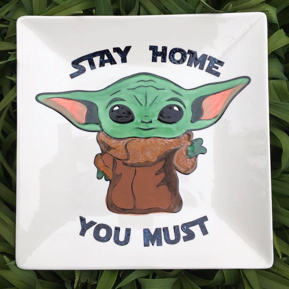 Baby Yoda Stay Home You Must Adhesive Design Stencil Design Kit For May The 4th Be With You Pre Recorded Facebook Paint Along Event The Pottery Piazza Baby Yoda Stay Home You Must Adhesive Design Stencil Design Kit For May The 4th Be With You Pre Recorded Facebook Paint Along Event The Pottery Piazza
