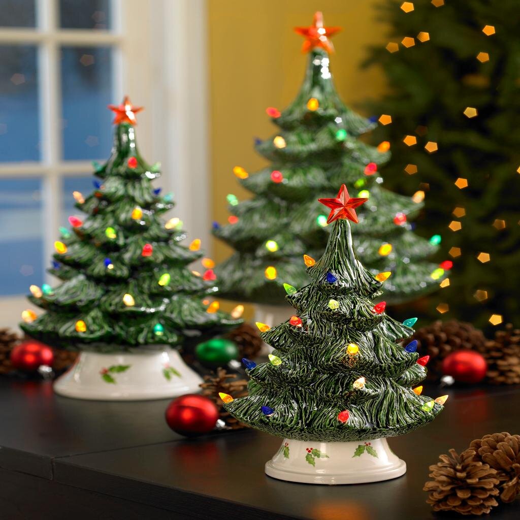 Paint Your Own 14 Inch Medium Vintage Christmas Tree w/ Electrical Kit Star  and Colored Bulbs — The Pottery Piazza