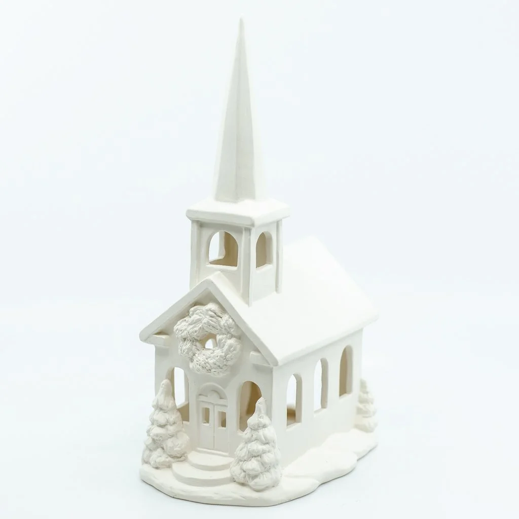 Paint Your Own Holiday Village Church Lantern