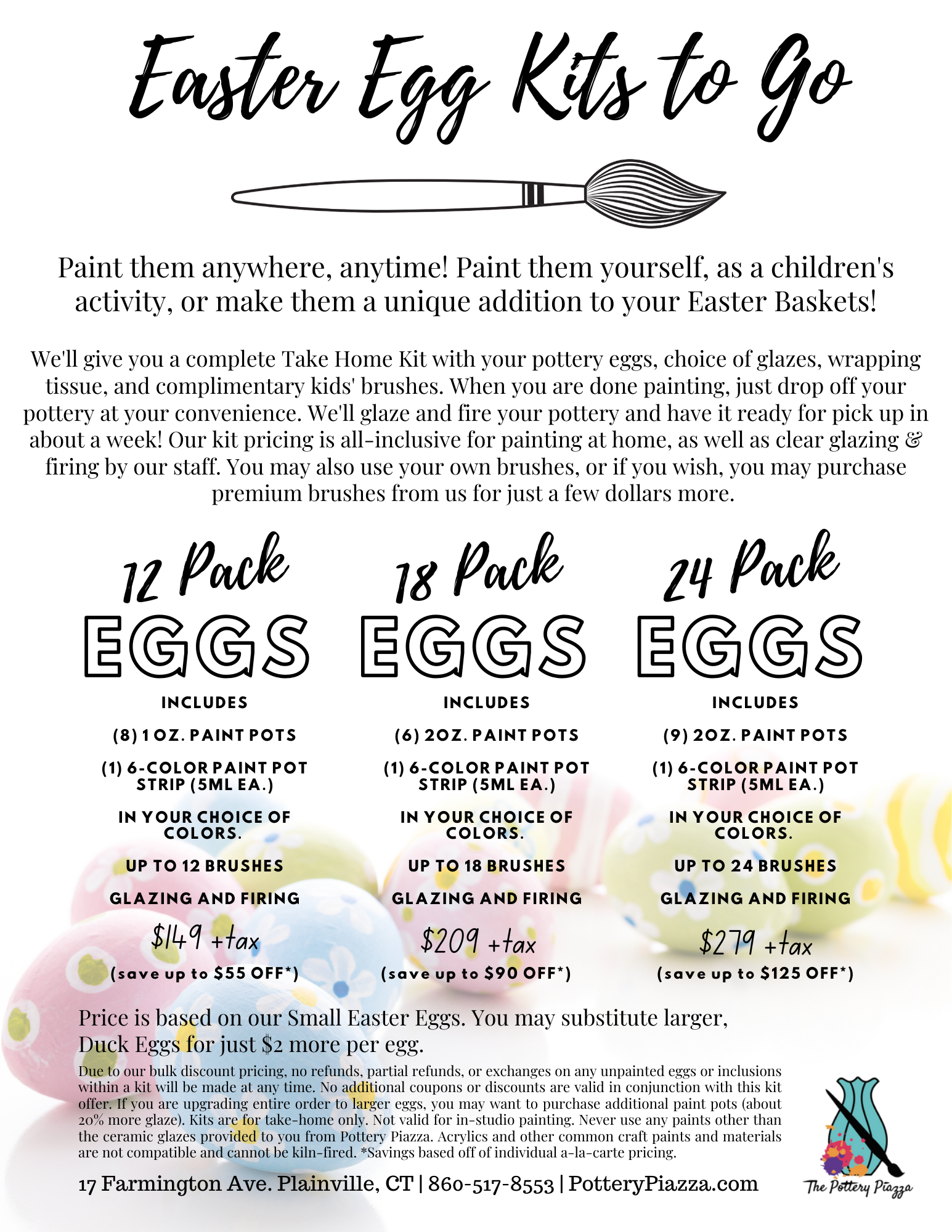 PREORDER: Easter Egg Painting Kits | Paint Your Own Set of 24 Small Eggs | Glaze and Firing Included!