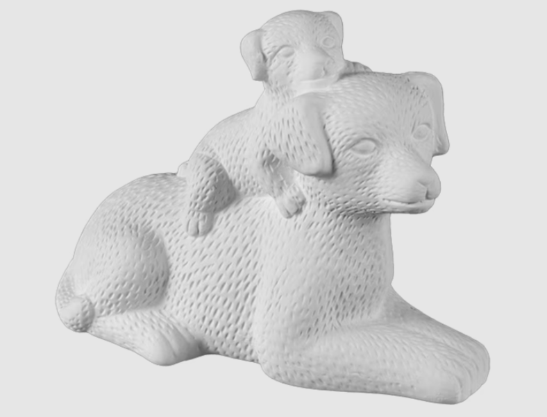 Paint Your Own Mama and Baby Pup Figurine