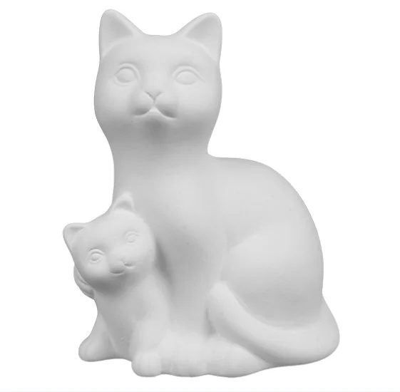 mama and baby kitten figurine