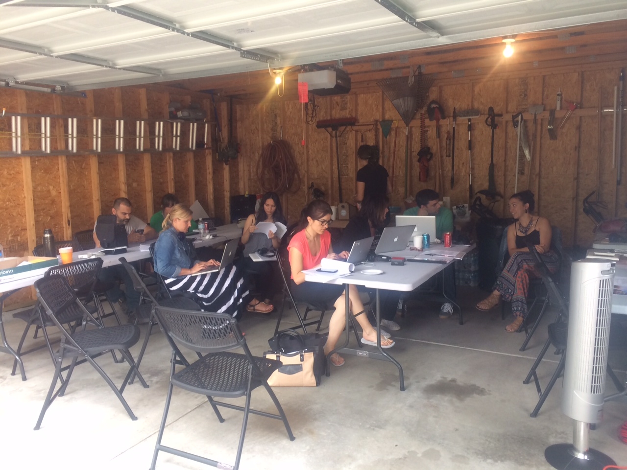 <strong>Clients enjoy video village on hot shoot day on location in Birmingham garage</strong>