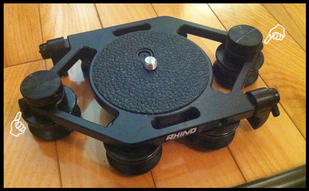 Slider Carriage has tiny screw knobs to adjust the tension on the outer roller bearing wheels.