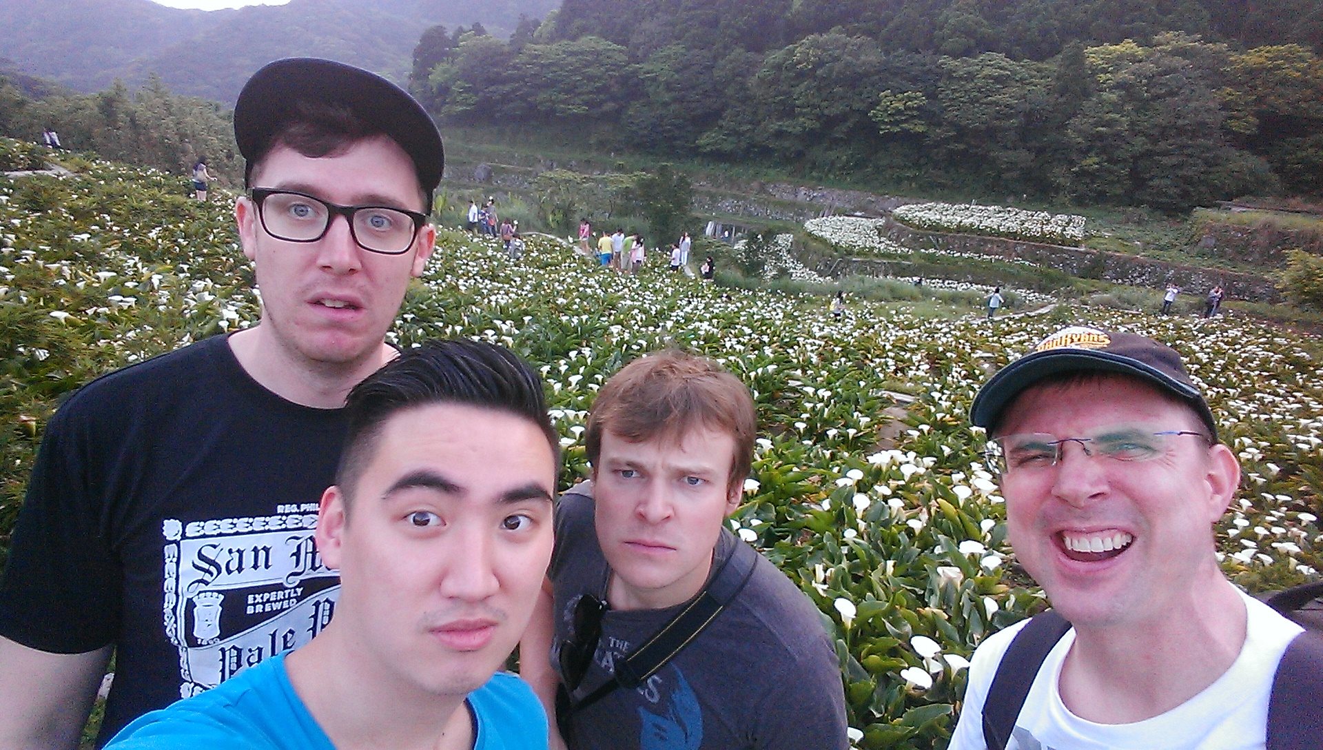 Took a hike with some comics to go see the tulips bloom in Taipei before our Taiwan debut. Because we're very manly people.