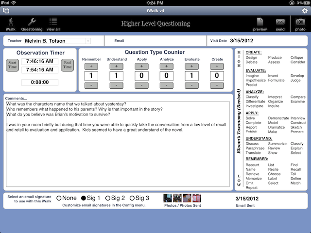 Higher Level Questioning uses Blooms, DOK, and/or COSA questioning strategies to document instruction and rigor.