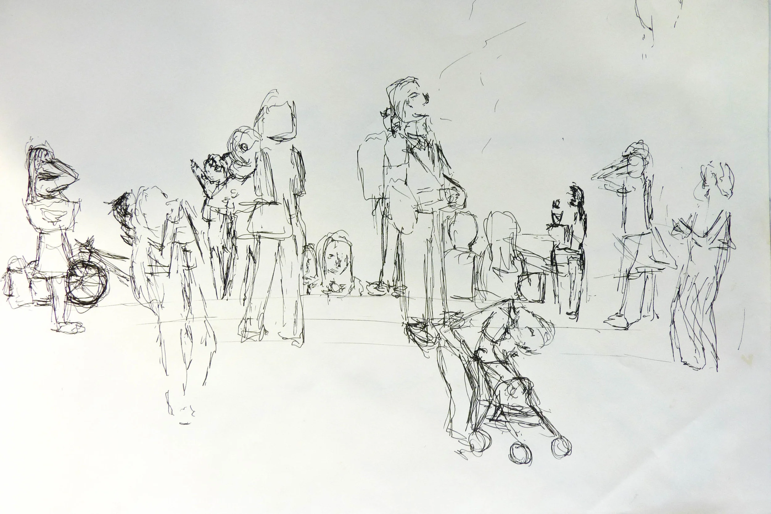 Ink sketch, live crowd, 2011