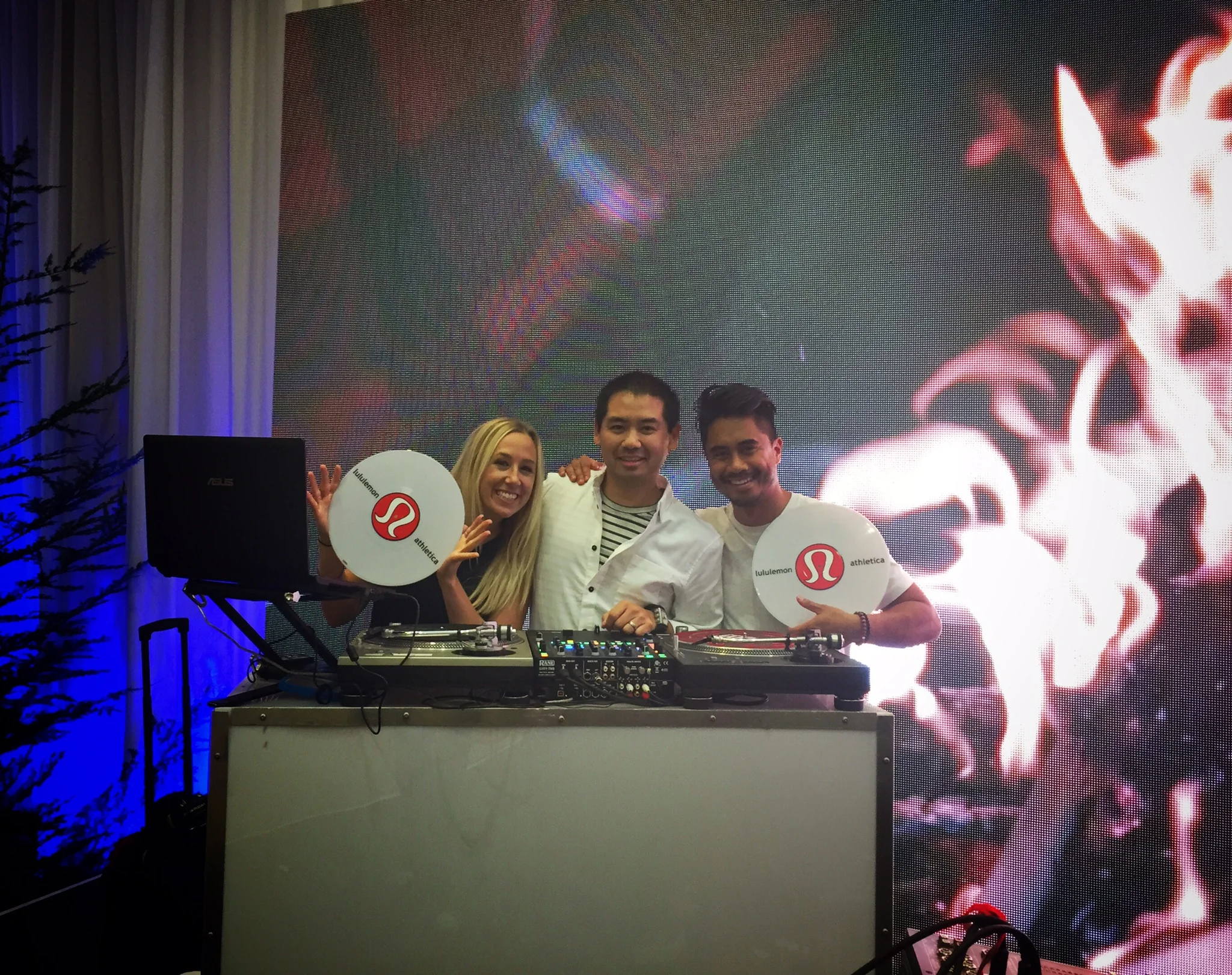 Spending a quick moment with Amie Zimon and Rob Tubajon before we get the party started. These two made it possible for me to spend a week DJing for Lululemon employees in Vancouver. 