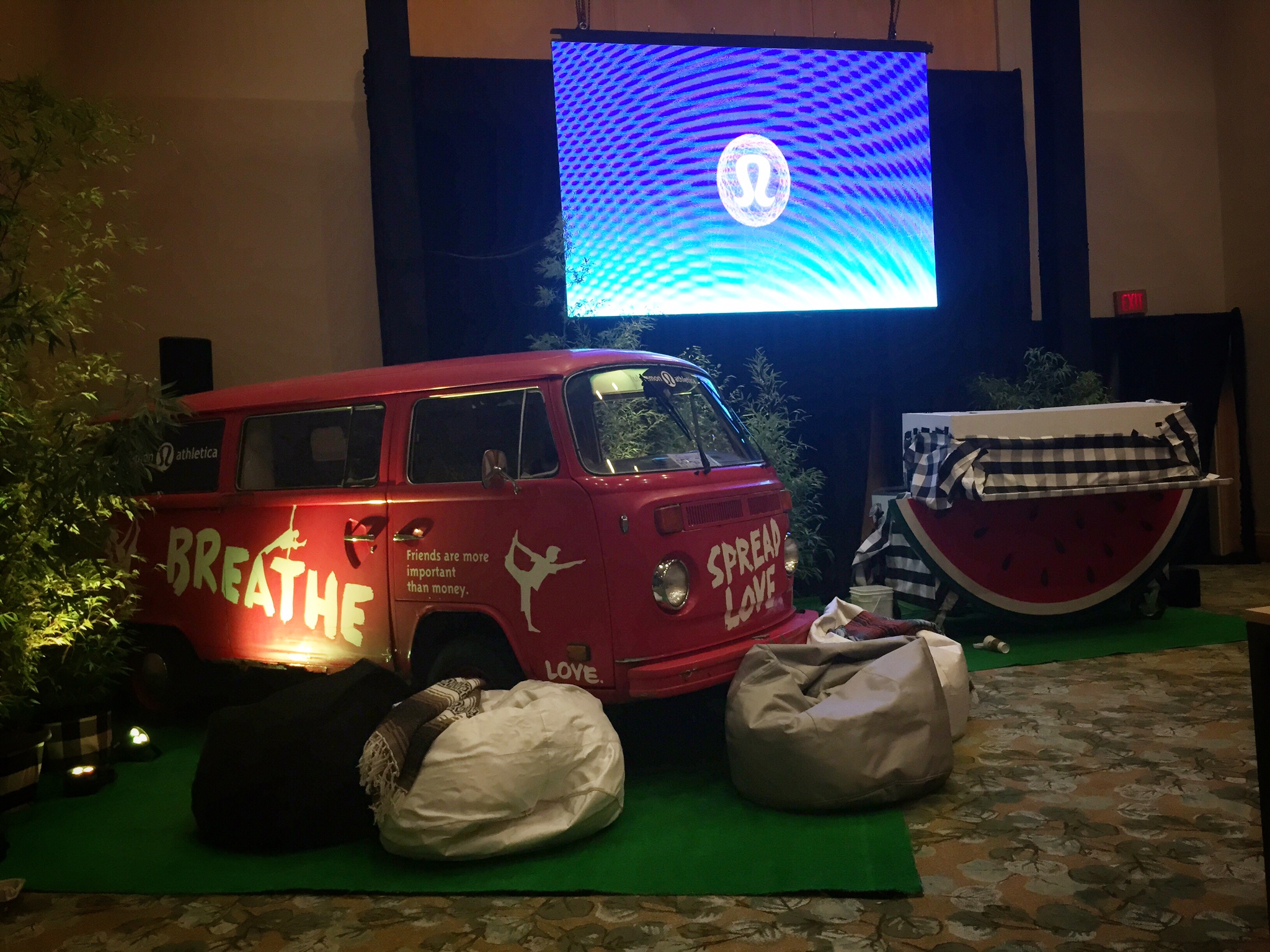 Tucker, a custom painted VW van was part of the lobby decor at the Westin Bayshore. He is from the original Lululemon store and was placed right next to my DJ booth.