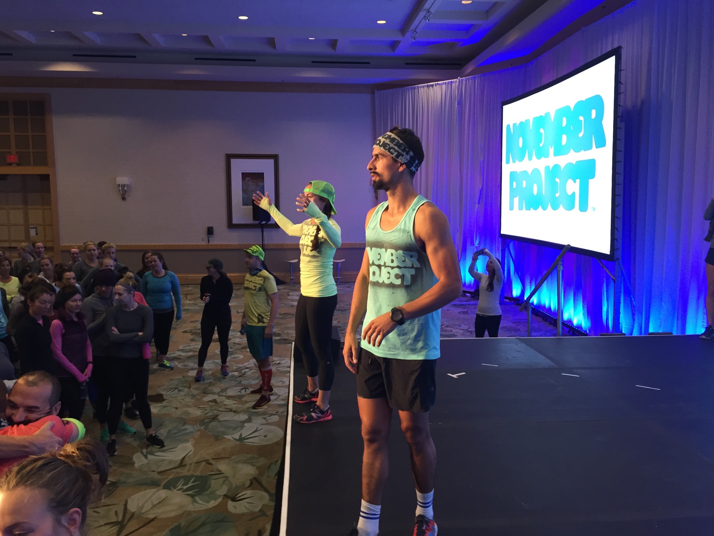 Lululemon ambassadors and November Project - San Diego co-leaders Angelo Neroni and Lauren Padula.