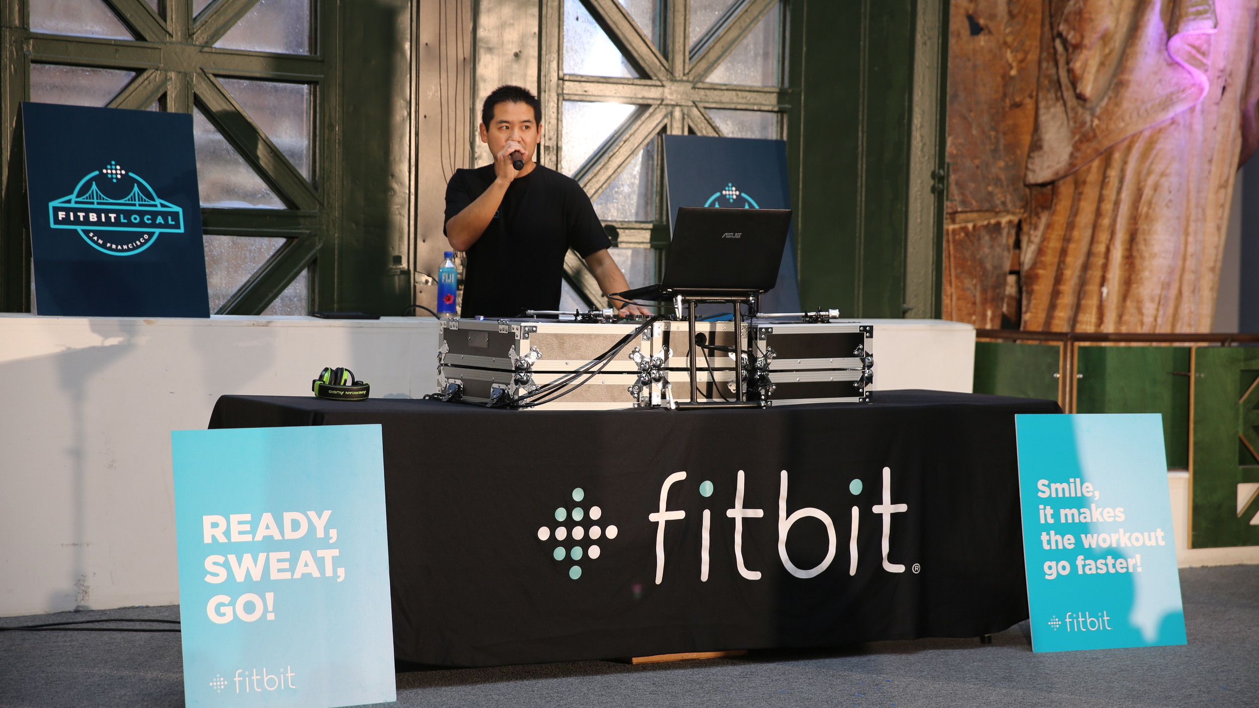   San Diego based DJ, Justin Kanoya, at the Fitbit Local kick off.&nbsp;  