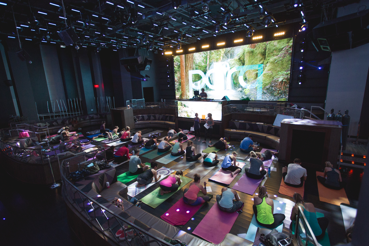 Helen Cloots and Sheri Matthews set the stage for a 2015 goal planning and yoga sessionat Parq San Diego.