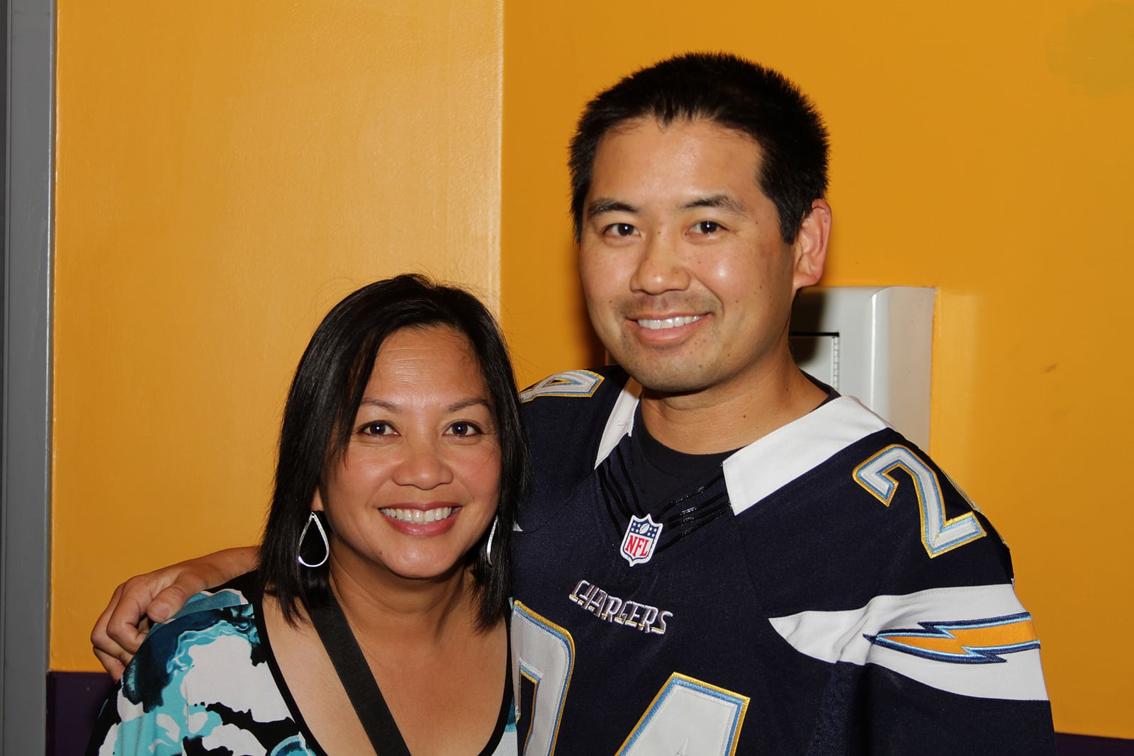 San Diego DJ, Justin Kanoya with Pacific Arts Movement (and wife) board member, Sheila Kanoya.