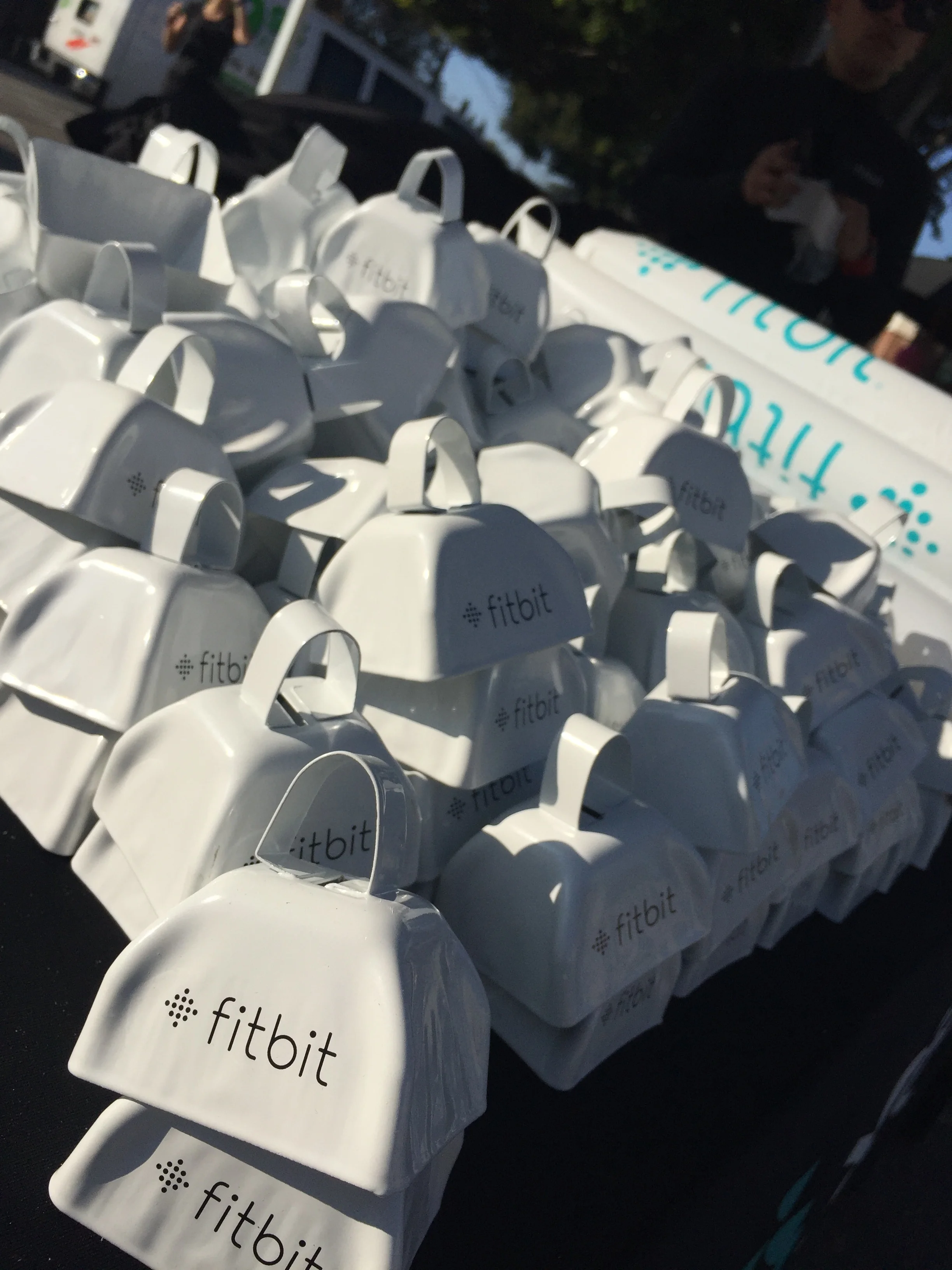 The mile 22 cheer station at the Los Angeles Marathon had nearly as many cowbells for cheerleaders as there were runners ... okay, not really. But if you wanted a Fitbit cowbell, you received a Fitbit cowbell.