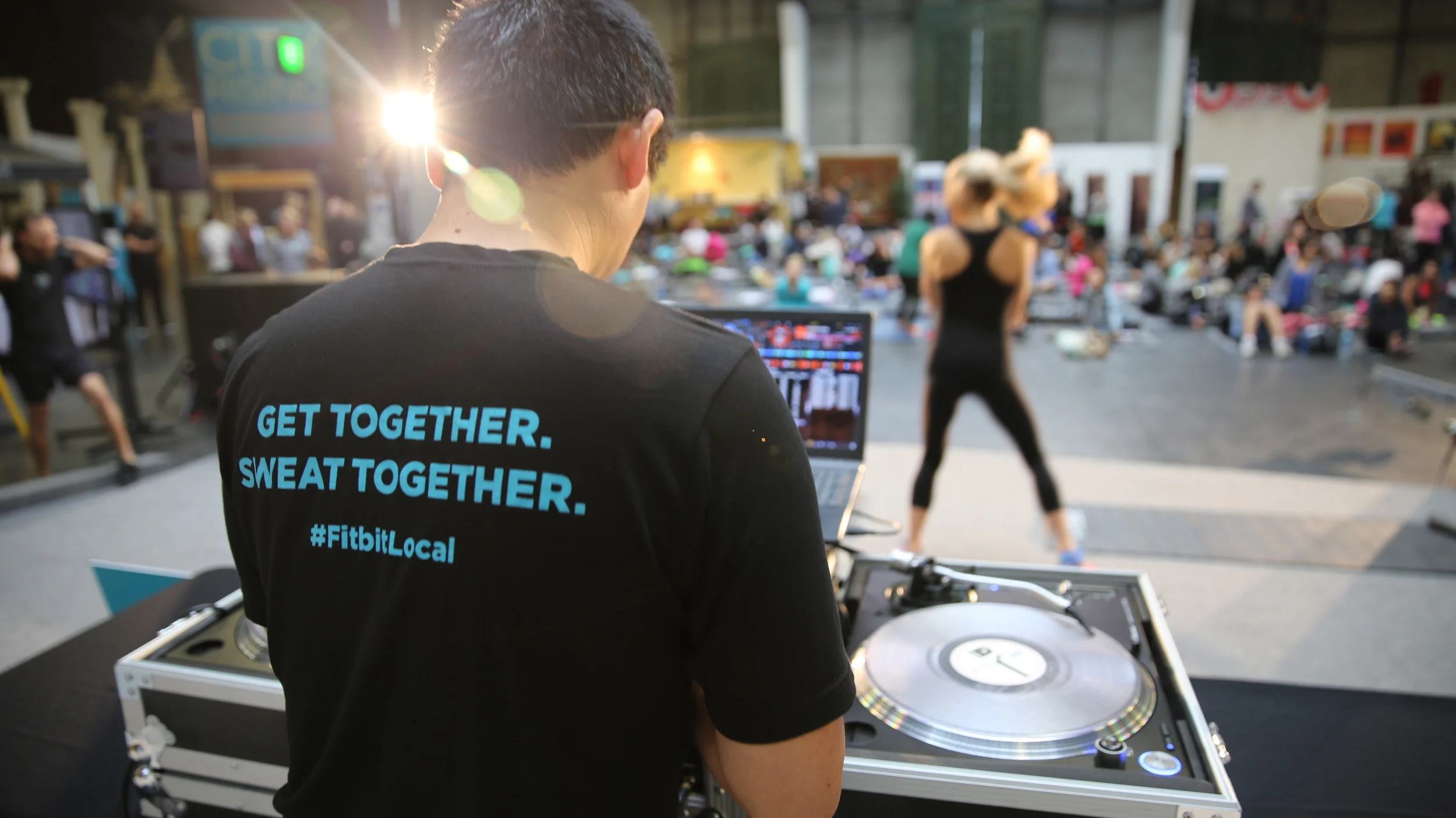 san diego dj justin kanoya dj's a fitness and yoga event for Fitbit