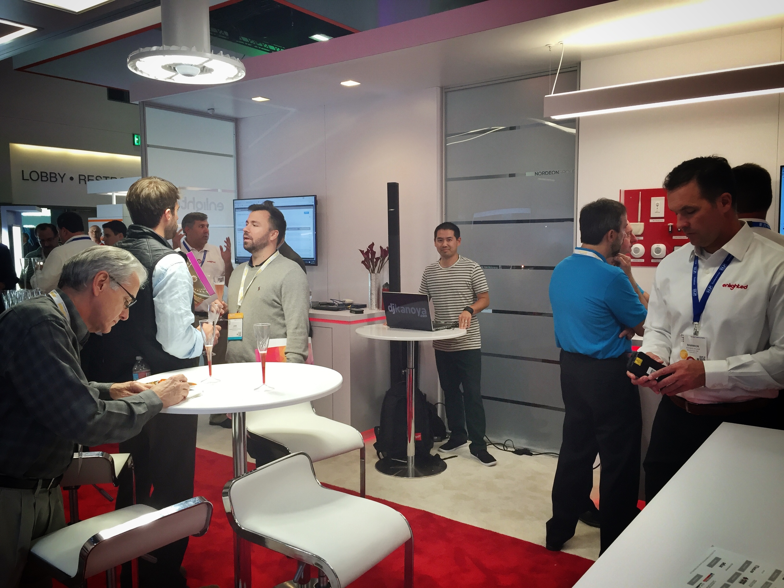 San Diego DJ Justin Kanoya in the Enlighted booth at the 2016 Lightfair International.
