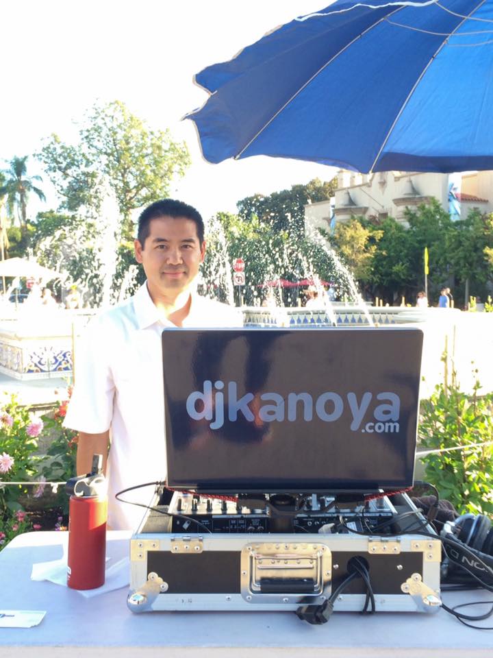 San Diego DJ, Justin Kanoya, DJ's at Balboa Park's Food Truck Friday.