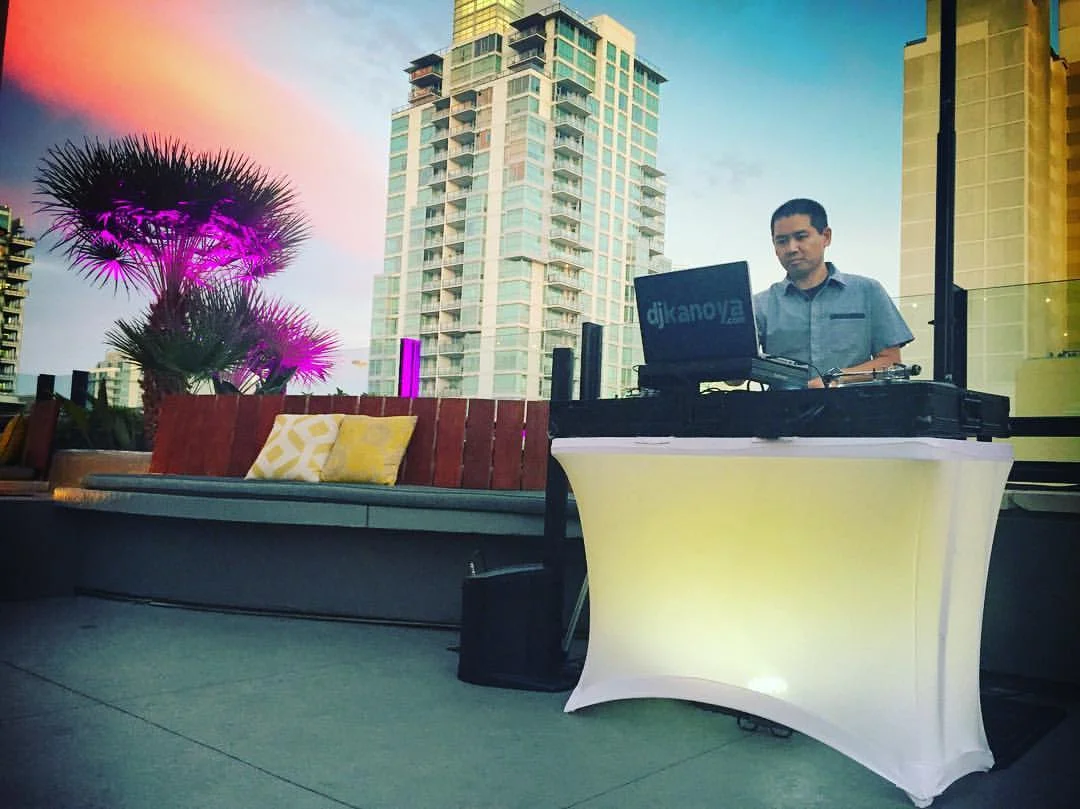 San Diego DJ Justin Kanoya DJ's for Hitfix at the San Diego Comic Con 2016. 