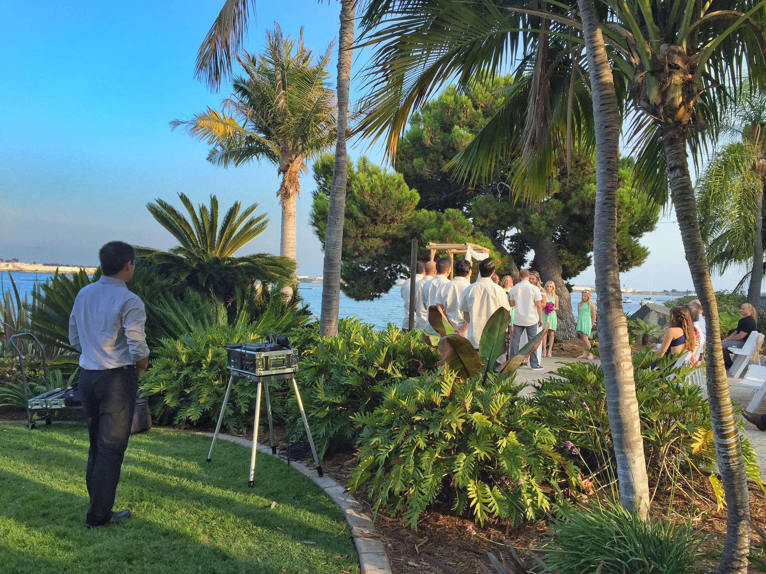 Greg and Jessica's wedding ceremony at the Bali Hai Restaurant in San Diego. 