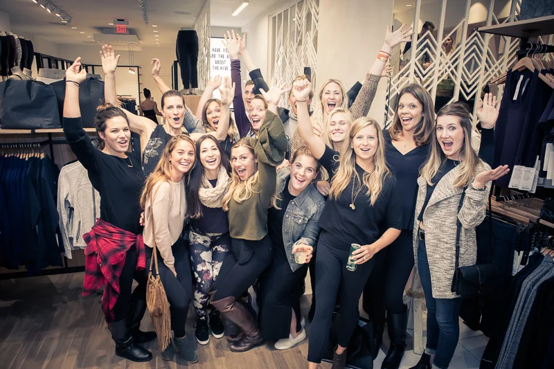 Lululemon La Jolla staff celebrate the grand re-opening of their store.